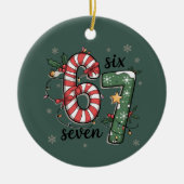 67 Christmas Lights Six Seven Holiday Funny Meme セラミックオーナメント (正面)