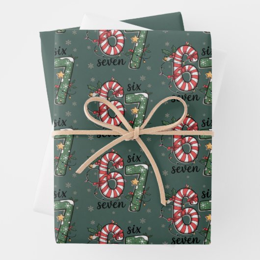 67 Christmas Lights Six Seven Holiday Funny Meme ラッピングペーパーシート (インサイチュ)