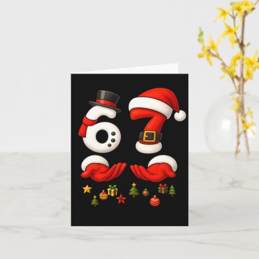 67 Christmas Meme Funny 6 7 Hands Gen Alpha Slang  カード (黄色い花)