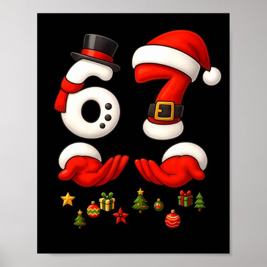 67 Christmas Meme Funny 6 7 Hands Gen Alpha Slang  ポスター (正面)