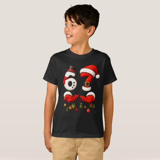 67 Christmas Meme Funny 6 7 Hands Gen Alpha Slang  Tシャツ (正面フル)