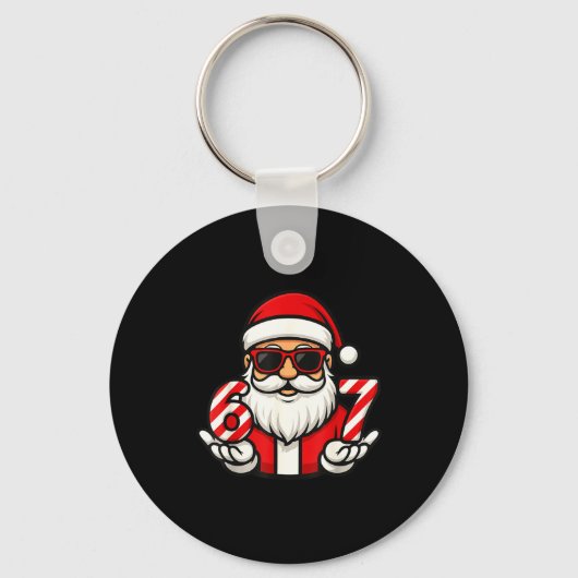 67 Christmas Meme Six Funny Santa  キーホルダー (正面)