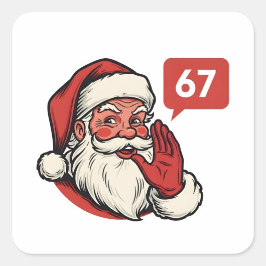 67 Christmas Merry Six Seven Brainrot Santa Claus スクエアシール (正面)