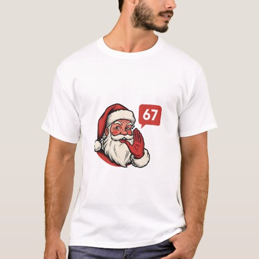 67 Christmas Merry Six Seven Brainrot Santa Claus Tシャツ (正面)