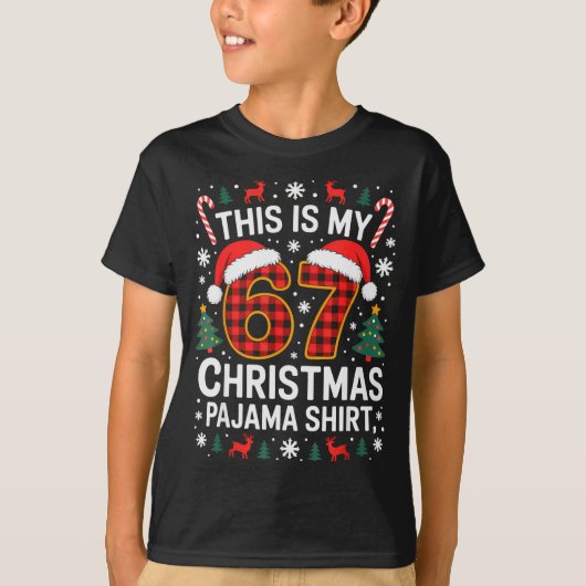 67 Christmas Pajama Shirt Funny Six Seven Meme Bra Tシャツ (正面)