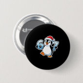 67 Christmas Penguin Santa Hat Birthday Holiday  缶バッジ (正面&裏面)