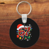 67 Christmas Red Plaid 6 7 Six Seven Boys  キーホルダー (正面)