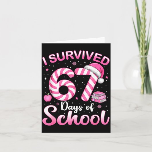 67 Christmas Shirt Teacher Kids I Survived 67 Days カード (正面)