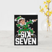 67 Christmas Six Seven 6 7 Meme Funny Dabbing Elf  カード (黄色い花)
