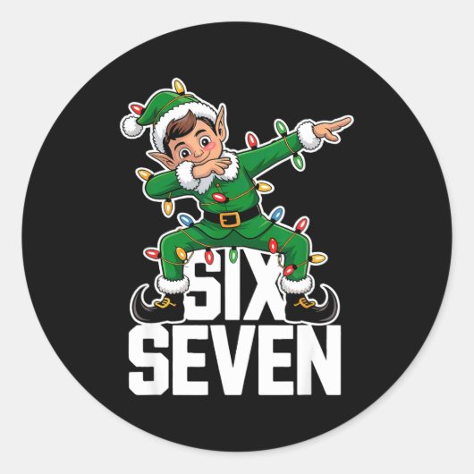67 Christmas Six Seven 6 7 Meme Funny Dabbing Elf  ラウンドシール (正面)