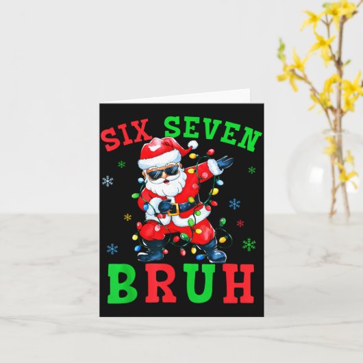 67 Christmas Six Seven Bruh Meme Santa Dabbing Chr カード (黄色い花)