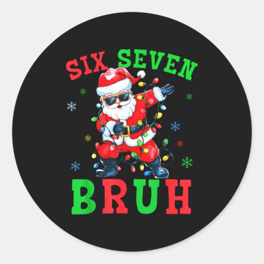 67 Christmas Six Seven Bruh Meme Santa Dabbing Chr ラウンドシール (正面)
