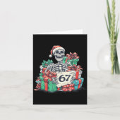 67 Christmas Skeleton Xmas Santa Hat Six Seven Fun カード (正面)