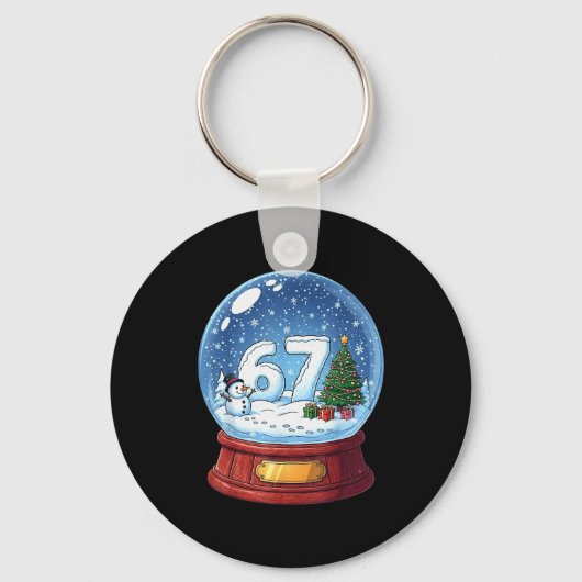 67 Christmas Snow Globe Funny Six Seven Meme  キーホルダー (正面)