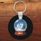 67 Christmas Snow Globe Funny Six Seven Meme  キーホルダー (正面)