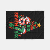 67 Christmas Tree Candy Cane Holiday Six Seven Mem フリースブランケット (正面(横))