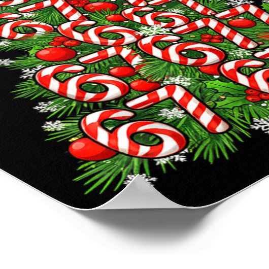 67 Christmas Tree Candy Cane Holiday Six Seven Mem ポスター (角)
