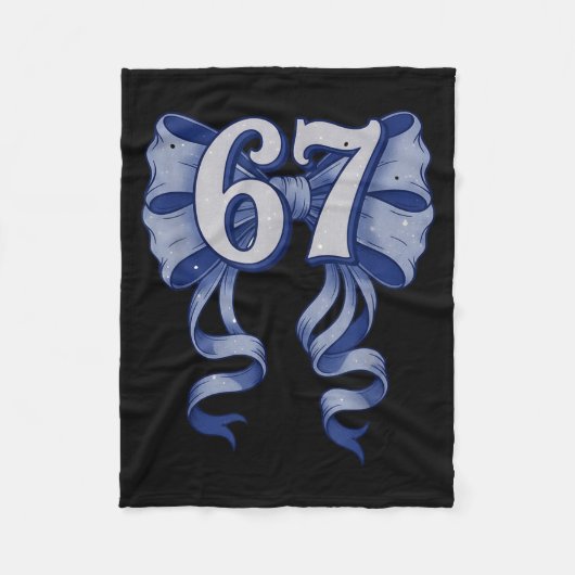 67 Coquette Bow 6 7 Meme Cute Toile Bow For Girls  フリースブランケット (正面)