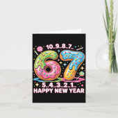 67 Countdown Happy New Year 2026 Funny Donut Numbe カード (正面)
