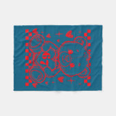 67 Cute Heart Teddy Bear Valentine's Day Six Seven フリースブランケット (正面(横))