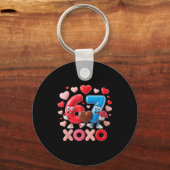 67 Cute Six Seven Gen Meme Couple Anniversary Vale キーホルダー (正面)