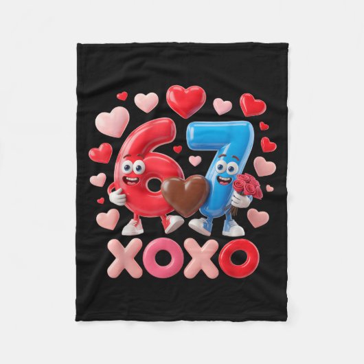 67 Cute Six Seven Gen Meme Couple Anniversary Vale フリースブランケット (正面)