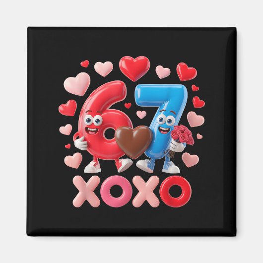 67 Cute Six Seven Gen Meme Couple Anniversary Vale マグネット (正面)