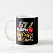 67 Days Of Coffee &amp; Chaos Funny Teacher Six Se コーヒーマグカップ (左)