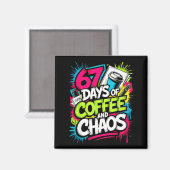67 Days Of Coffee Teachers Retro School Six Seven  マグネット (正面/裏面)