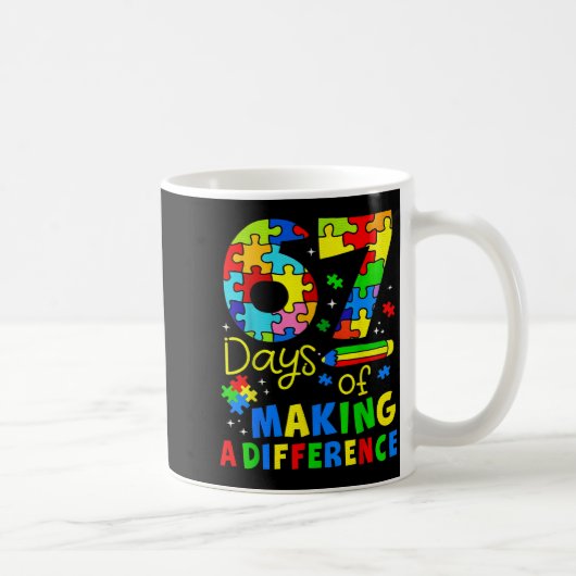 67 Days Of Making A Difference Funny Teacher Stude コーヒーマグカップ (右)