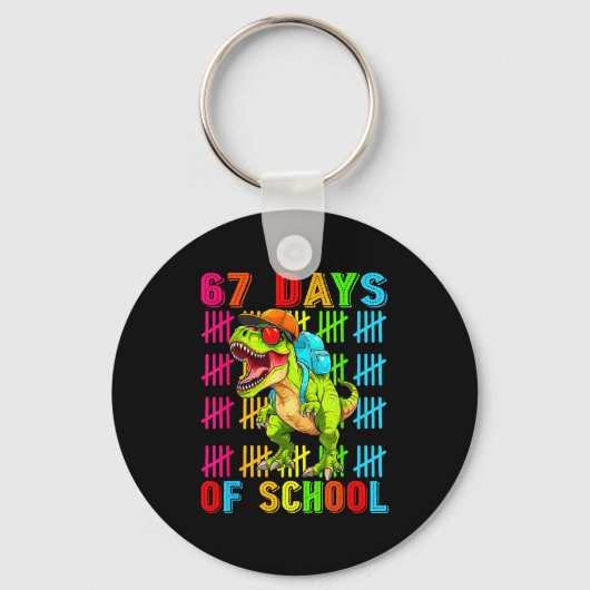 67 Days Of School 67th Day Dinosaur For Boys Mens  キーホルダー (正面)
