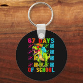 67 Days Of School 67th Day Dinosaur For Boys Mens  キーホルダー (正面)