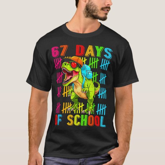 67 Days Of School 67th Day Dinosaur For Boys Mens Tシャツ (正面)