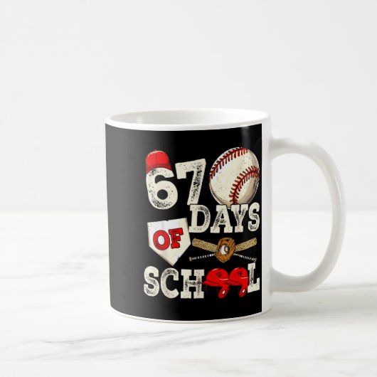 67 Days Of School 67th Day Funny Baseball Meme Men コーヒーマグカップ (右)