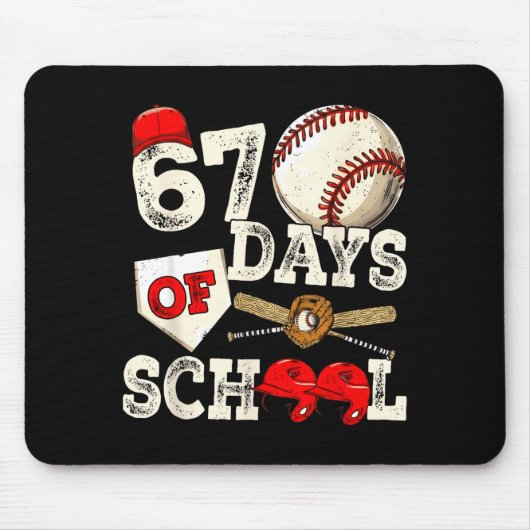 67 Days Of School 67th Day Funny Baseball Meme Men マウスパッド (正面)