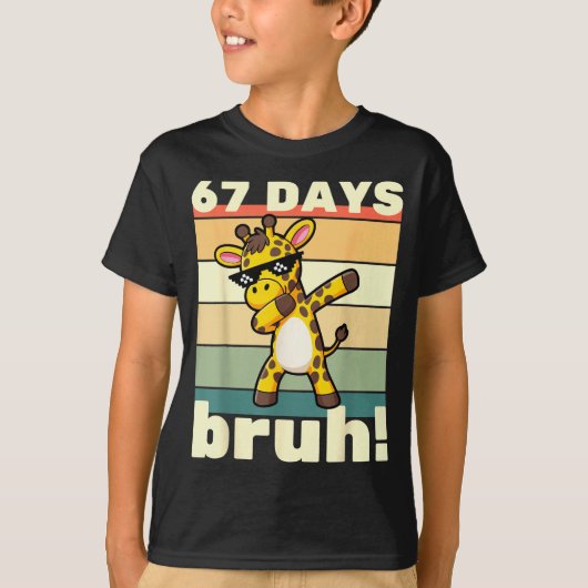 67 Days Of School Bruh Funny Meme Boys Kids Dabbin Tシャツ (正面)