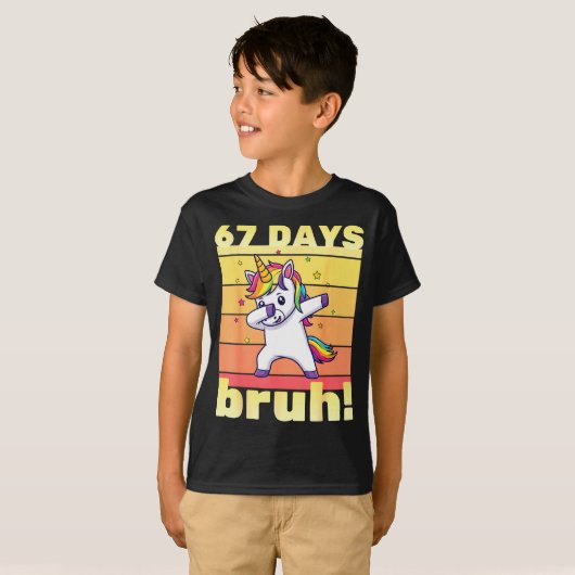 67 Days Of School Bruh Funny Teacher Kids Dabbing  Tシャツ (正面フル)