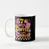 67 Days Of School Coffee Lover 67th Day Of School コーヒーマグカップ (左)