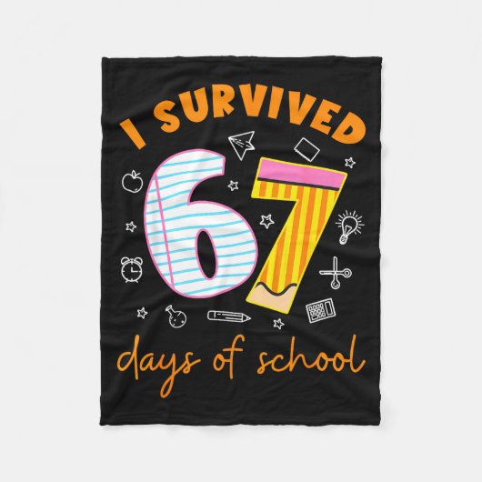 67 Days Of School Cool Teacher Design  フリースブランケット (正面)