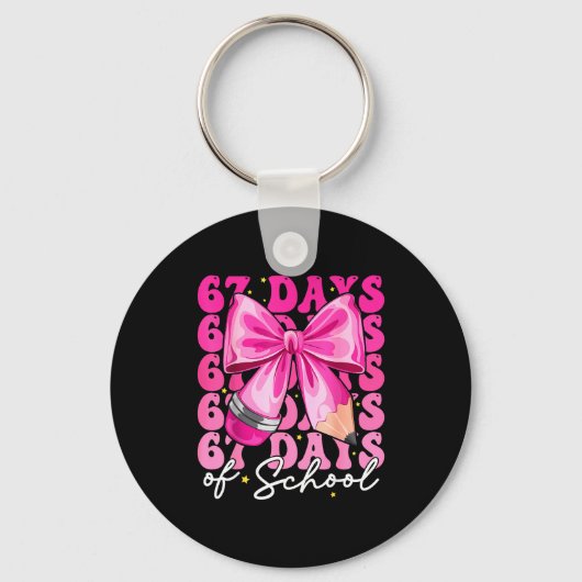 67 Days Of School Coquette Bow Six Seven Meme Teac キーホルダー (正面)