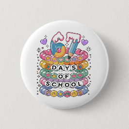 67 Days of School Cute Teacher Colorful Classroom 缶バッジ