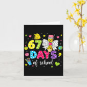 67 Days Of School Girls Coquette Bow Pencil 67 Day カード (黄色い花)