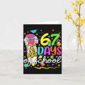 67 Days Of School Girls Coquette Bow Pencil 67 Day カード (黄色い花)