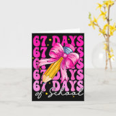 67 Days Of School Girls Coquette Bow Pencil Teache カード (黄色い花)