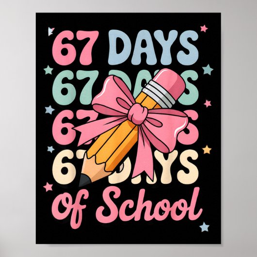 67 Days Of School Teacher Shirt Cute Preppy Cow Gi ポスター (正面)