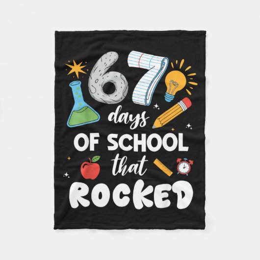 67 Days Of School That Rocked  フリースブランケット (正面)