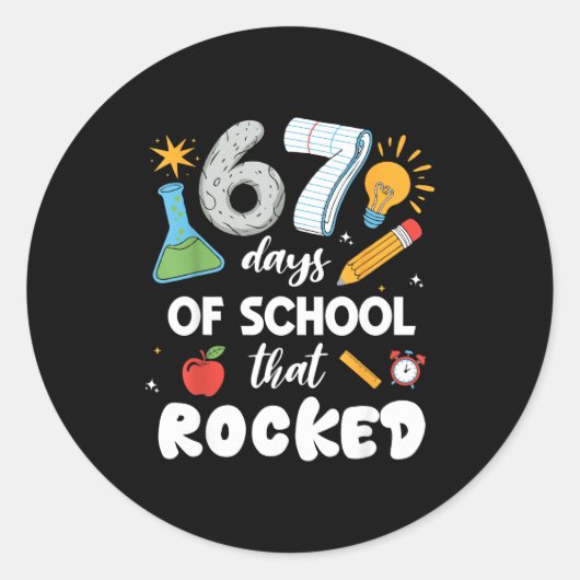 67 Days Of School That Rocked  ラウンドシール (正面)