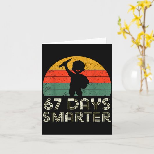 67 Days Smarter 67th Day Of School For Teacher Boy カード (黄色い花)