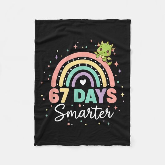67 Days Smarter Funny Dragon Rainbow Kids 67 Meme  フリースブランケット (正面)