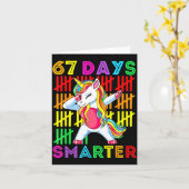 67 Days Smarter Kids Girls Unicorn 67th Day Of Sch カード (黄色い花)